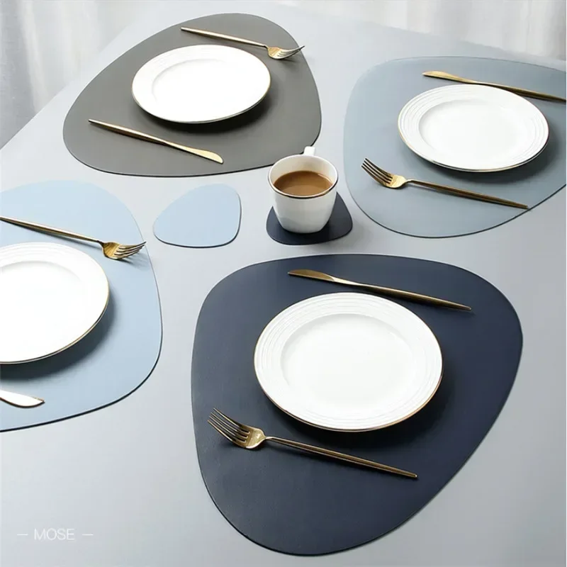 

PU Placemats for Table Waterproof Non-Slip Coaster Leather Place Kitchen Accessories Christmas Pad Cup Wine Mat
