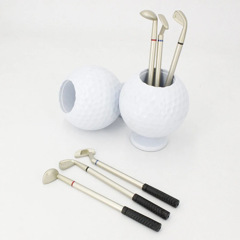 3 PCS Ballpoint Pens,Golf Gift Set,Desktop Ball Pen Holder,Souvenir For Men, Dad, Golfer, Lover Golf Ball Model Pen Holder