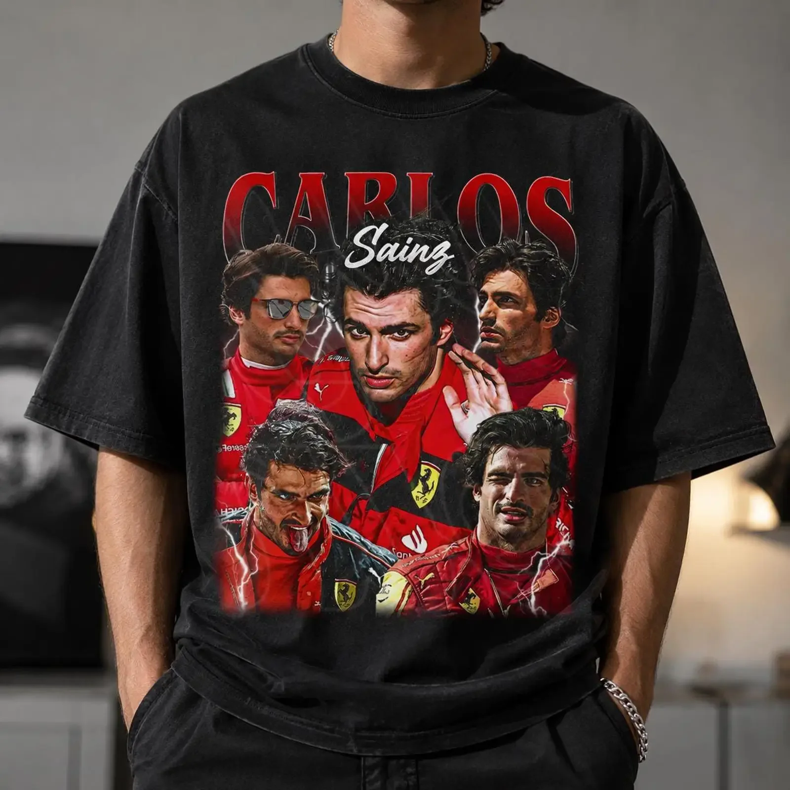 Limited Carlos Sainz Vintage T Shirt For Woman and Man  vintage Washed Soft Top For Everyday Wear graphic homme Comfortable