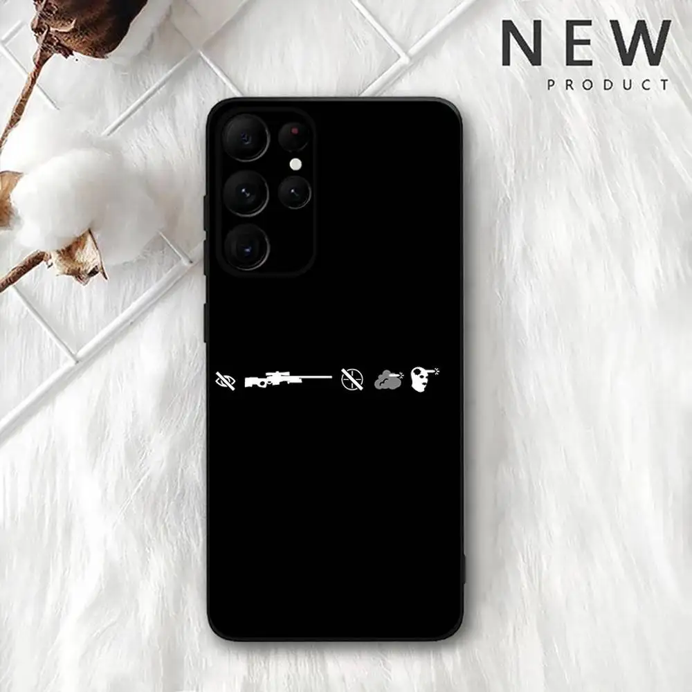 حافظة هاتف CSGO غير لامعة لهاتف سامسونج S 25,24,23,22,30,21,10,9,Ultra,Plus,Lite,FE,4,5G حافظة ناعمة سوداء