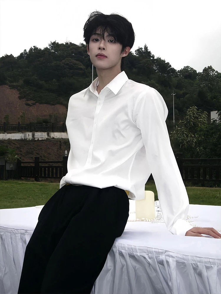 

Мужской комплект Briti Sle White irt, модная осенне-весенняя одежда, длинная све, дышащая мужская мода