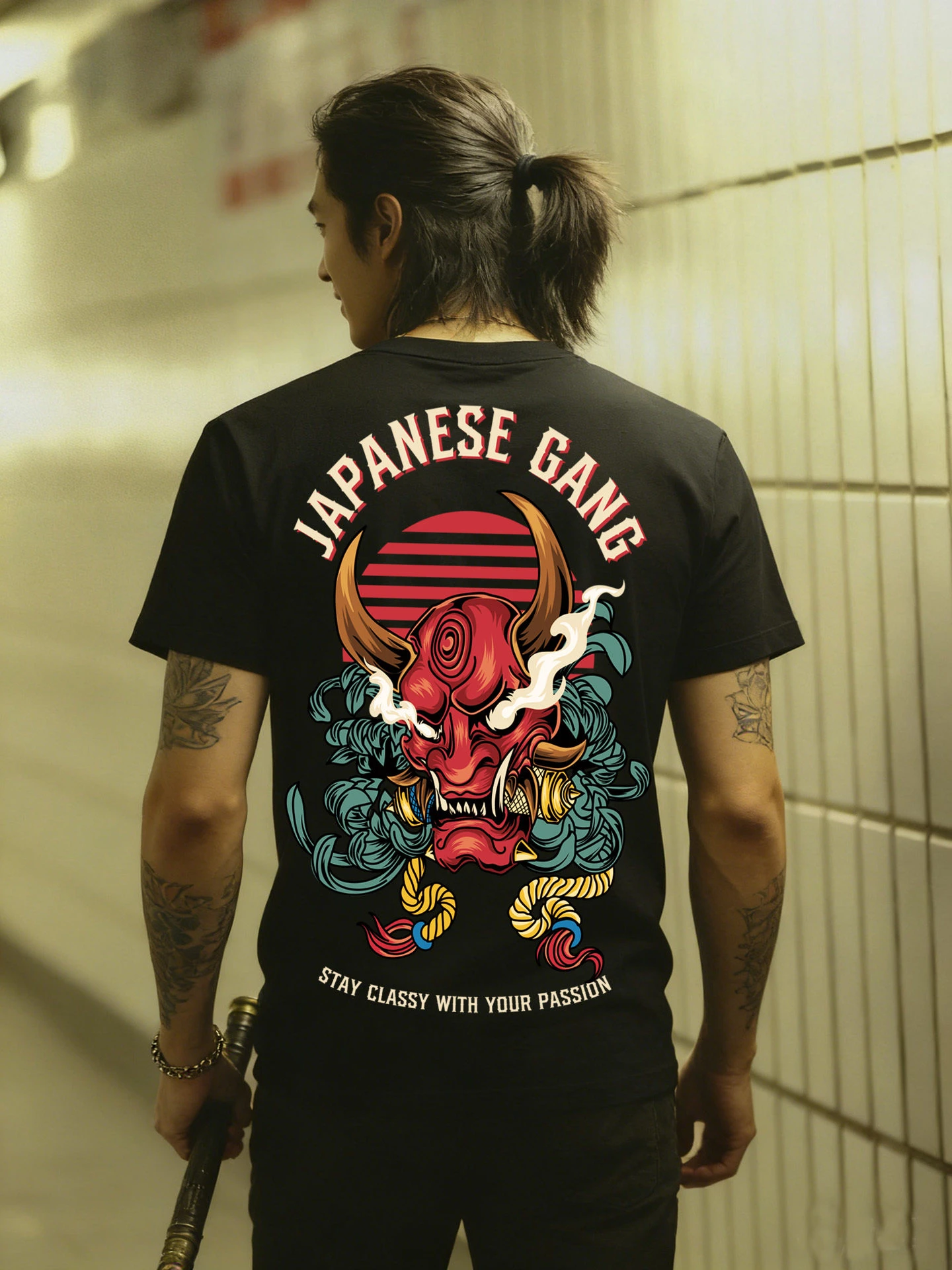 2026 Japan-style Prajna Tide Brand and Wind Harajuku Printed 100 Ghosts Night Cotton Round Neck T-shirt Short Sleeve Heavy