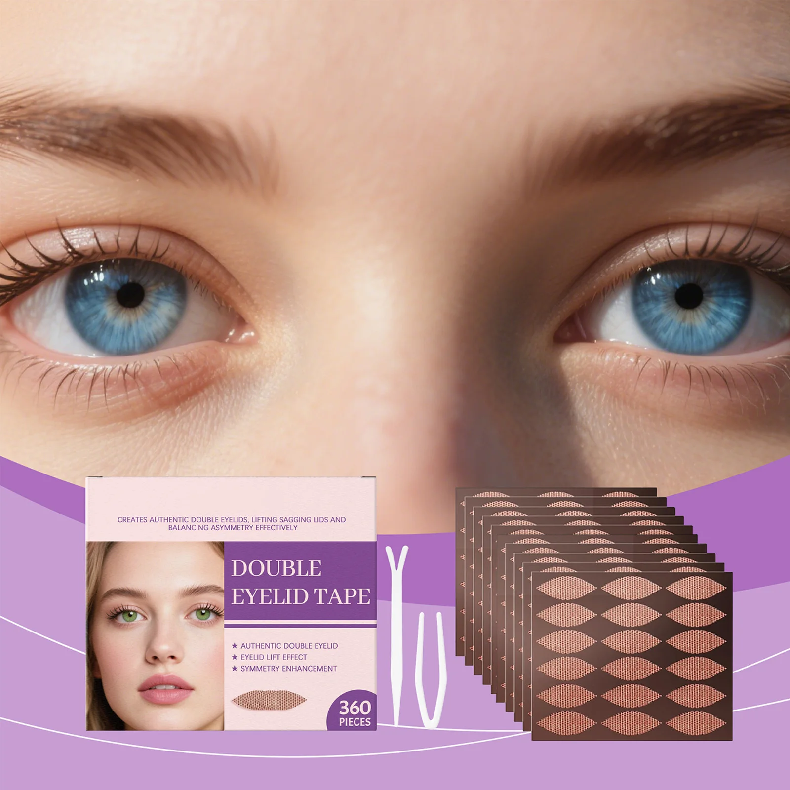 Ensemble de rubans à Double paupière, 360 pièces, outils de maquillage naturels pour les yeux, adhésif de renfort instantané adapté à tous les Types de paupières 5ml