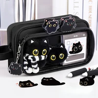 Estuche para lápices extraíble con bufanda creativa para gatitos, estuche de papelería de gran capacidad y alto valor, bonito estuche para lápices para estudiantes