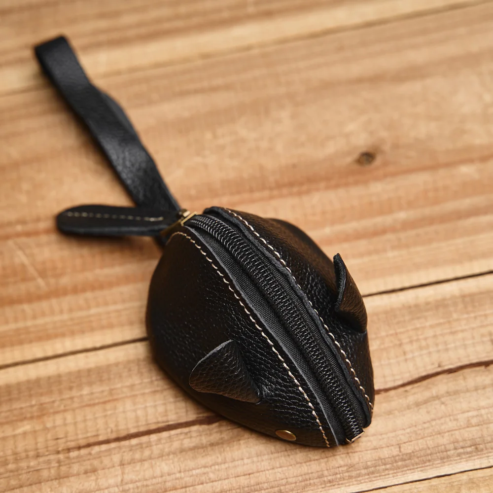 Vintage Mini Geldbörse Echtes Leder Kleine Geldbörse Männer Frauen Braun Mode Niedliche Maus Aufbewahrungstasche Trend Reißverschlusstasche NUPUGOO – Detail 19