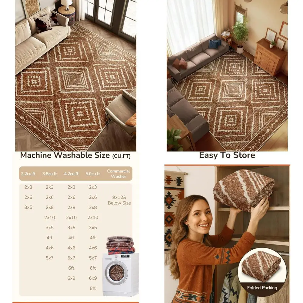 

8x10 Western-Style Low Pile, Non-Slip, Machine Washable Area Rug for Living Spaces