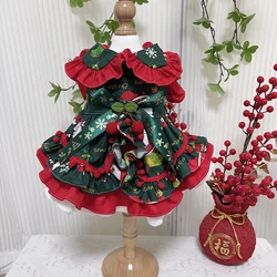 Puppy Christmas Clothing Autumn Winter Dog Skirts Pet Clothes Fashion Cute Christmas Print Dresses For Small Medium Dog Poodle