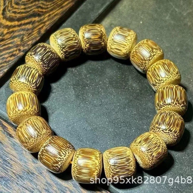 

Natural Dragon Blood Golden Thread Vintage Bead , High-Density Antique Material, Single-Loop Bamboo Bracelet, Uni