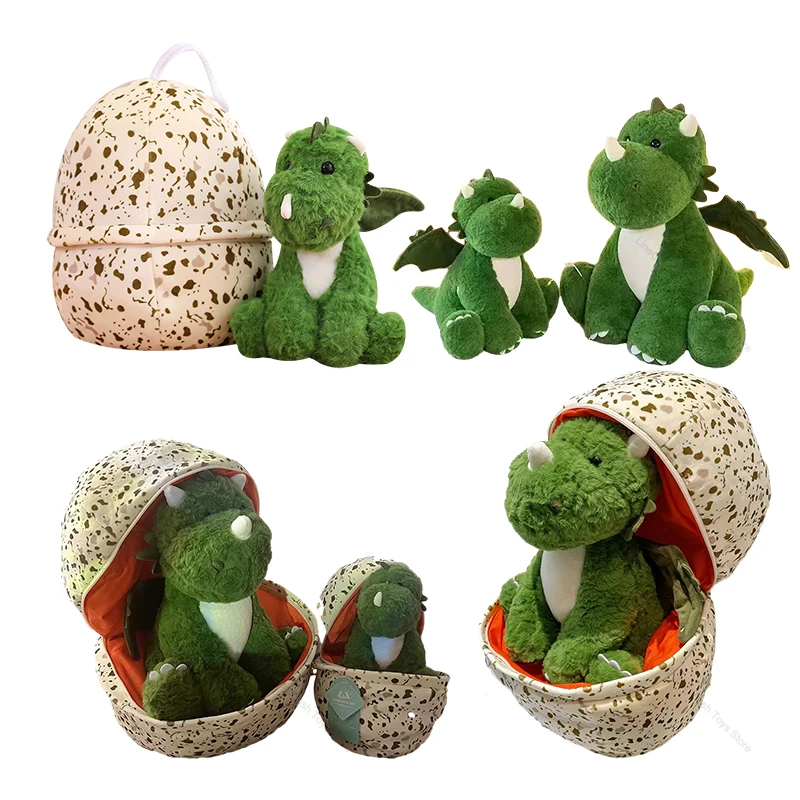 

2 in 1 Dinosaur Plush Green Baby Dino in A Dragon Egg Stuffed Toy Cute Babys Hugging Sleeping Doll Pillow Gift for Kids Children