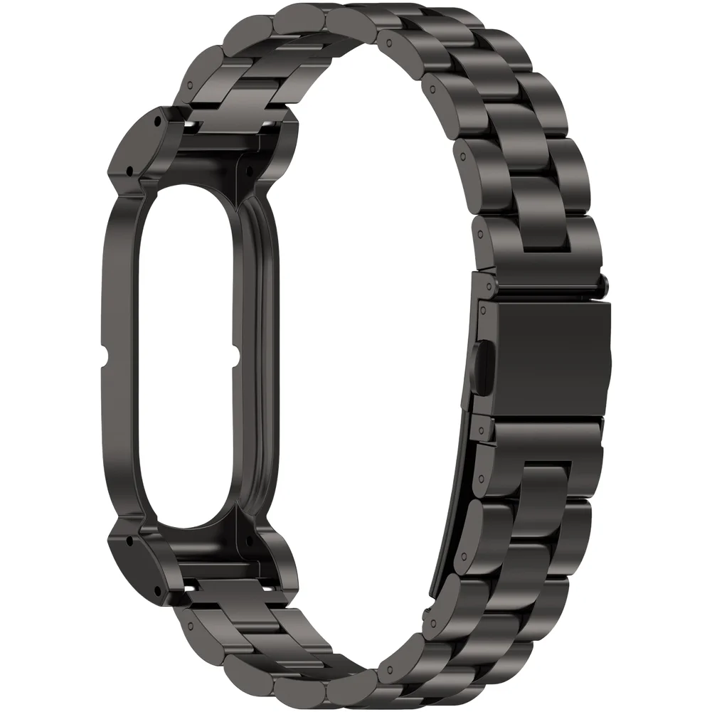 For Fitbit Air Compatible Stainless Steel Wristband - 20.9 x 1.2 cm Metal Watch Band with Classic Three Bead Pattern