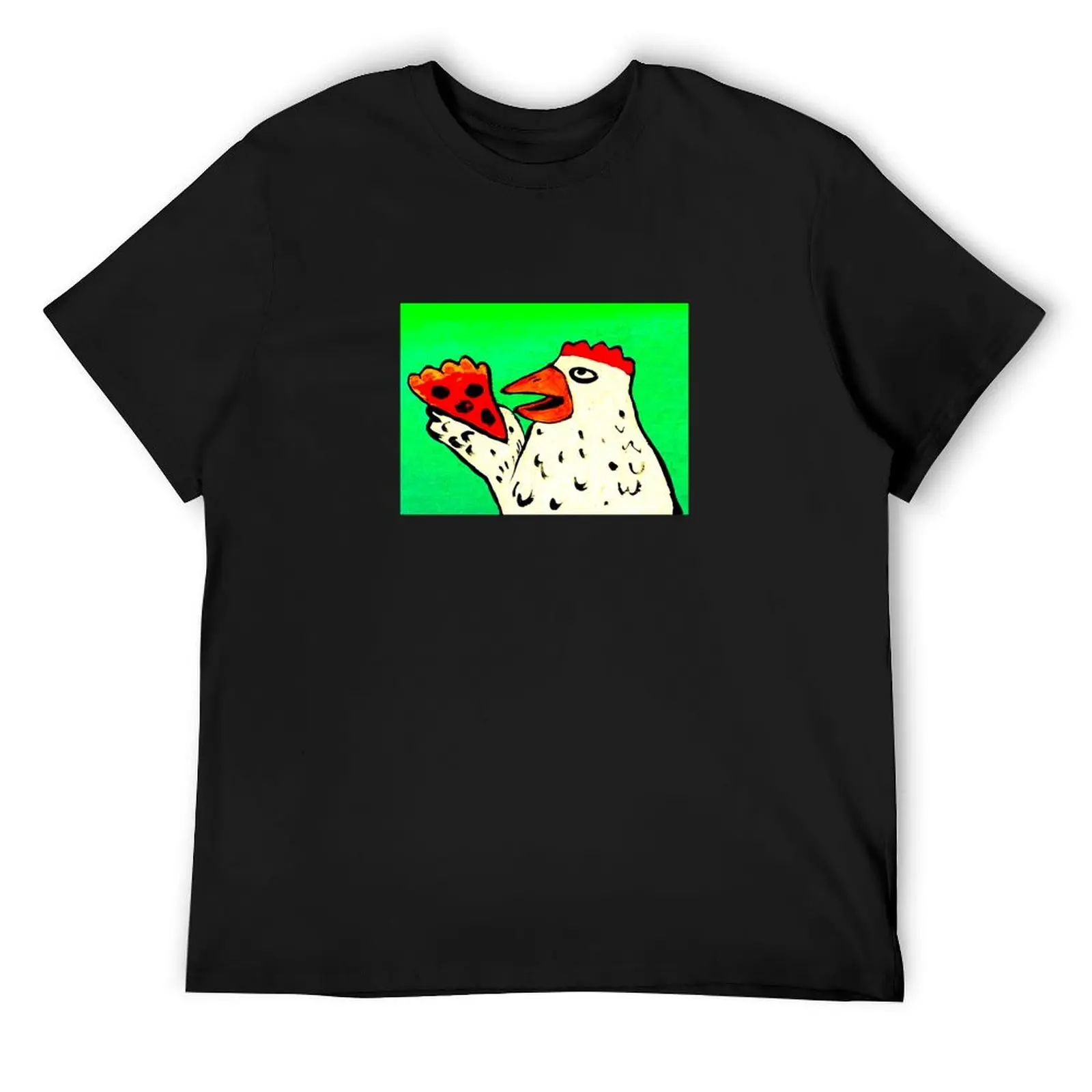 CHICKEN WITH PIZZA T-Shirt plus sizes korean fashion mens graphic t-shirts pack