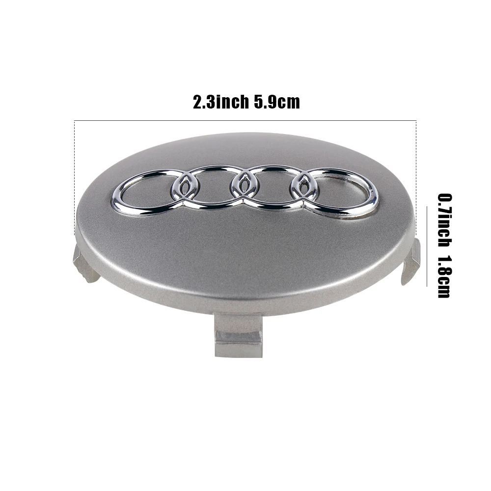 4 Stück 59mm Auto-Radnabenkappen Reifenfelgenabdeckung Auto-Zubehör für Audi A3 A4 B8 8V B6 A5 A6 A1 A2 8P Q3 Q4 Q5 Q7 Sline RS