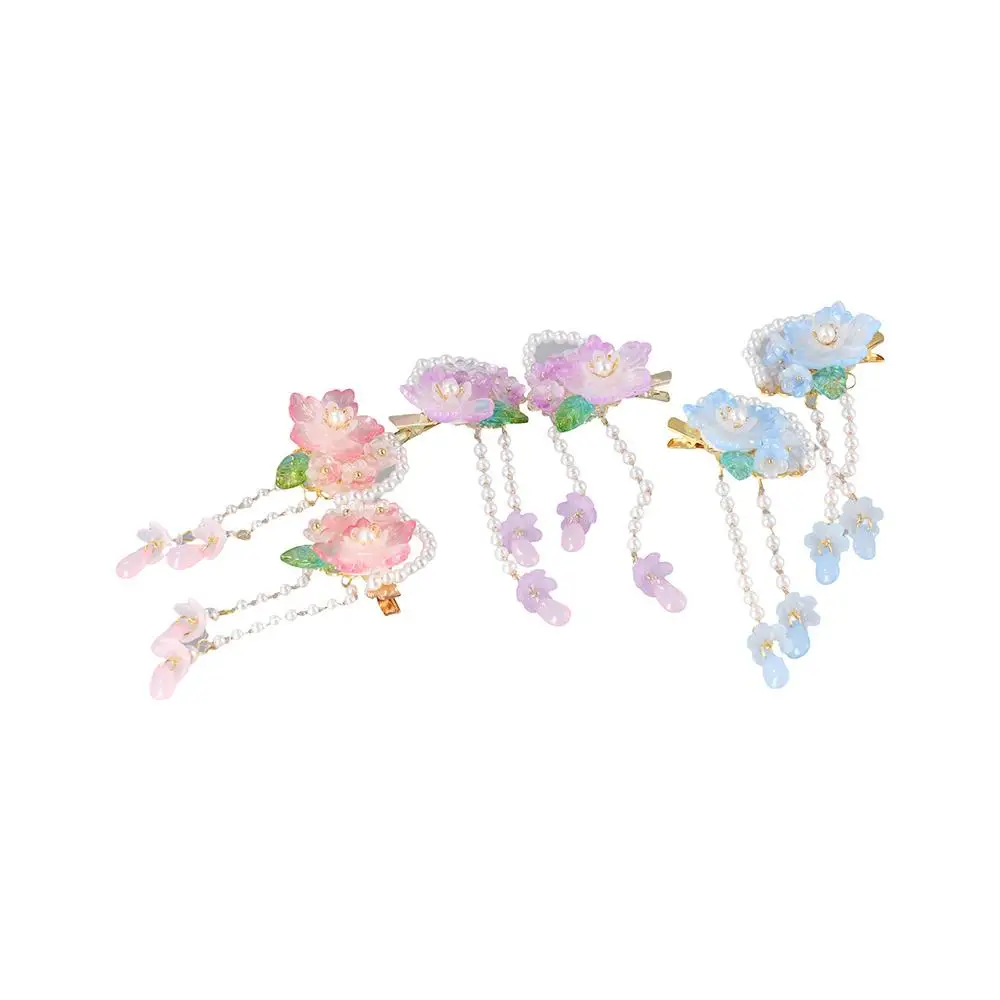 

Hair Clip Sweet Tassel Chinese Style Girls Women Hair Accessories Side Clip Pearl Barrette Flower Hairpin