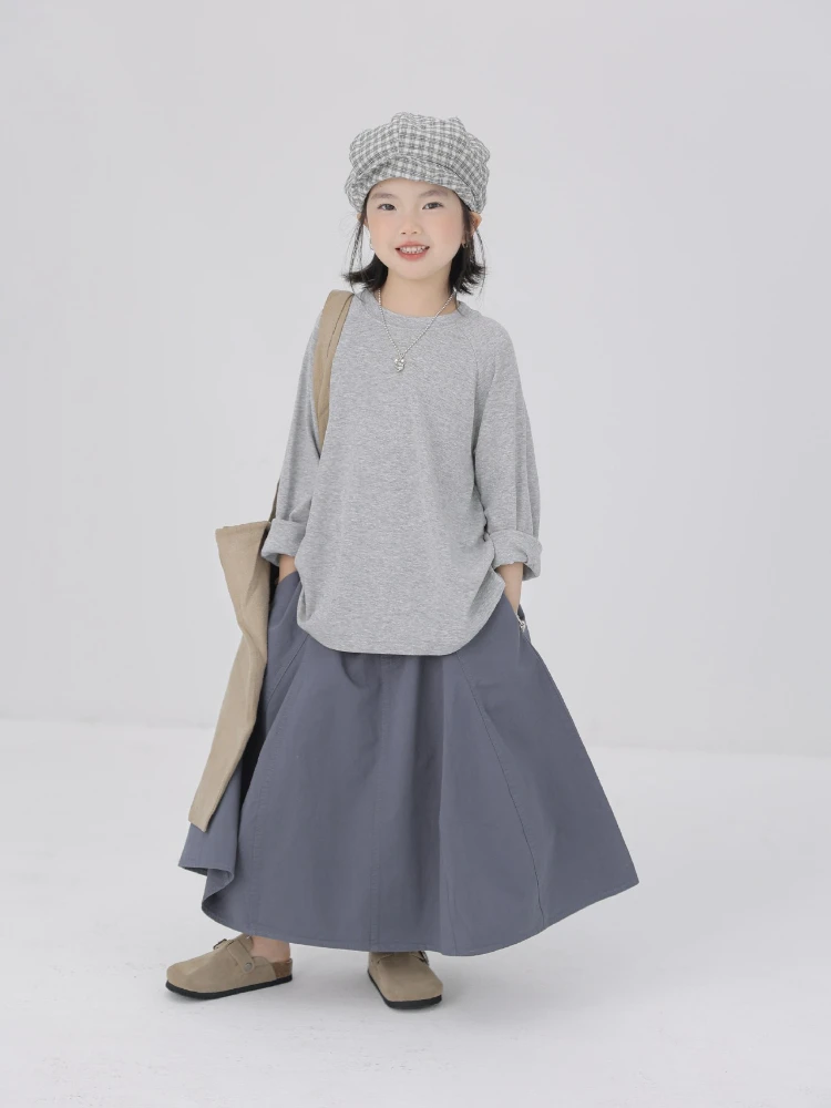 

Осенняя детская минималистичная футболка с длинными рукавами HoneyCherry, однотонная майка из австрийского тенселя для девочек, наряд для родителей и детей