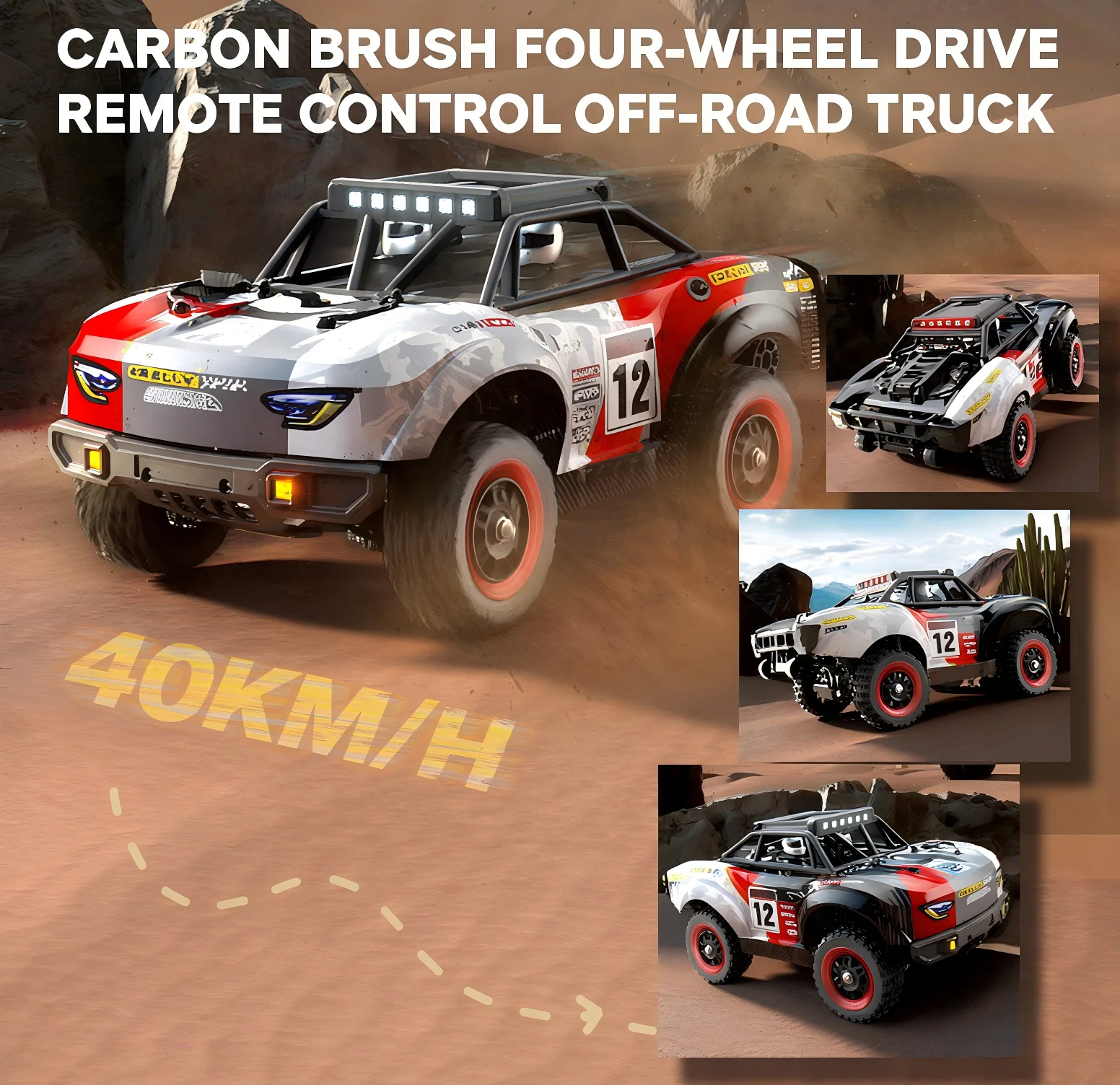 1:18 Brushed RC Short Course Truck 4WD 40KM/H Full Proportional 2.4GHz Remote Control Off-Road Car with lights for Boys 8+ Adult