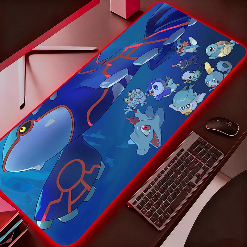 

LED Mouse Pad Gaming Large Pokemon Pikachu Gamer Keyboard Desk Mat Table Carpet RGB Mousepad XXL Backlight For Computer CS