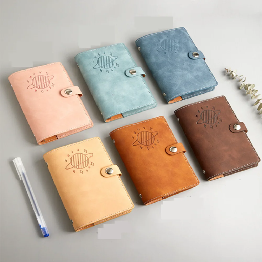 A7 PU Leather Pocket Note Book Buckle Loose-leaf Notebooks Budget Binder Planner Journal Cover Notebook School Office Supplies