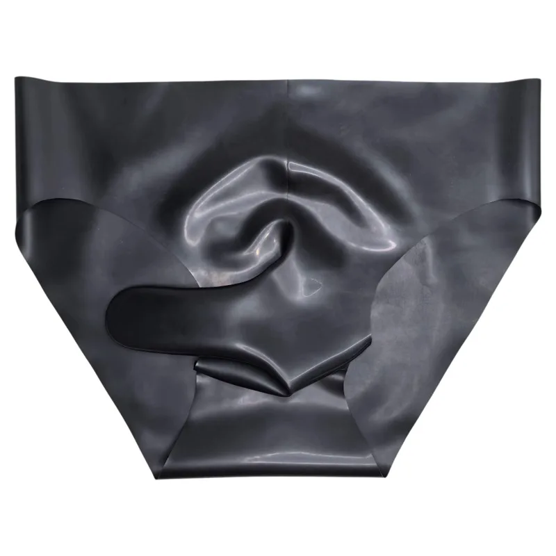 Men's Sexy Latex Briefs Seamless Sheath Briefs See-Through Low Waist Elephant Nose Panties Erotic Rubber Tight Safety Underwear