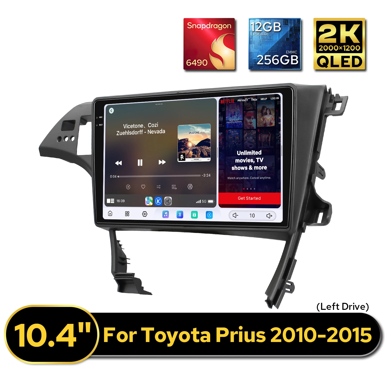 JOYING Android Head Unit for Toyota Prius 2010 2011 2012 2013 2014 2015 Gen 3 LHD Stereo Radio Wireless CarPlay 12GB+256GB