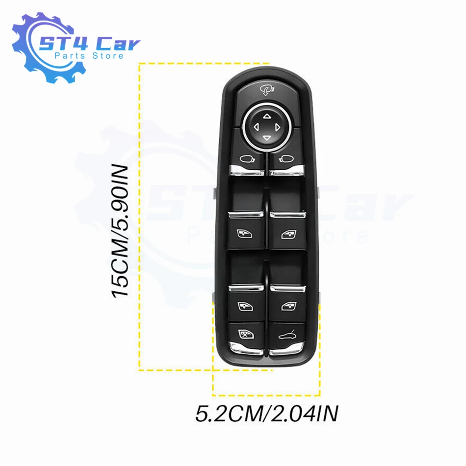 7PP 959858 Interruptor de controle de energia da janela R para Porsche Panamera Cayenne 4.8L V8 3.6L V6 3.0L V6 Macan 3.0L 3.6L V6 2.0L L4