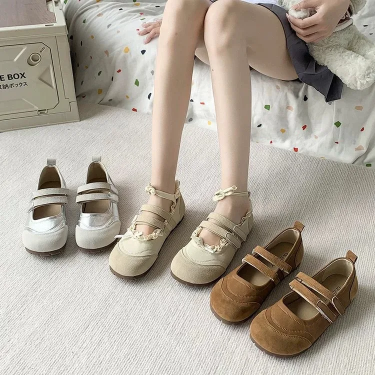 

Retro Soft Leather Quirky Cute Shoes for Women 2025 Autumn New Forest Style Artistic Student Round Toe Low Cut Flats