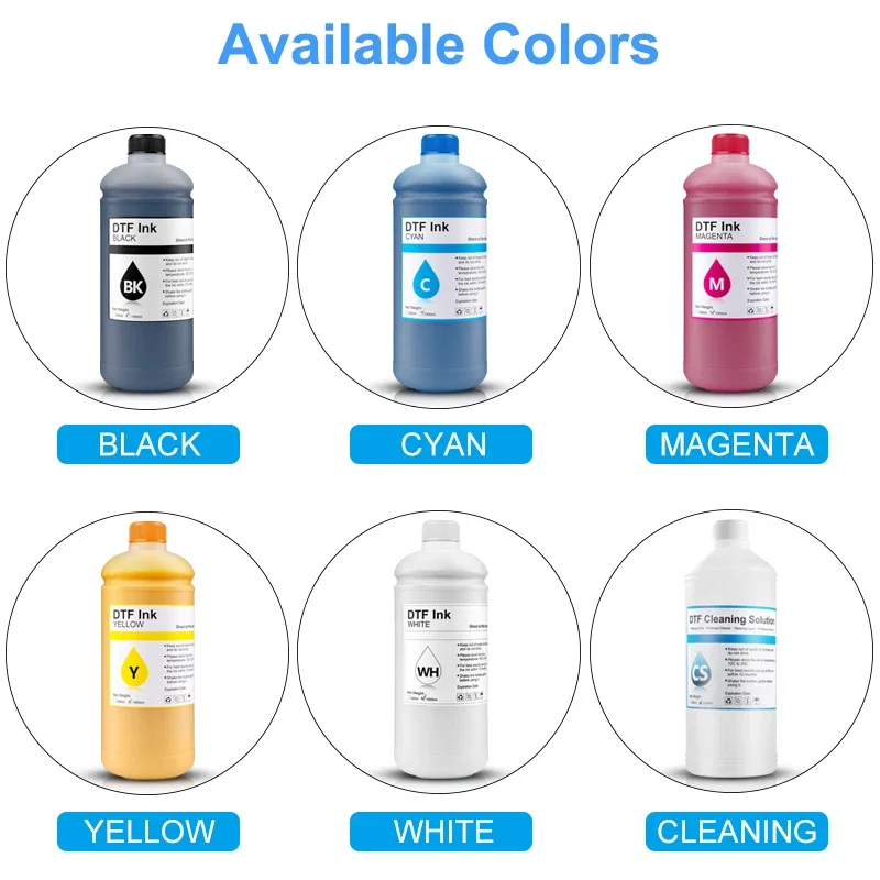 6*1000ml DTF Ink kit Refill Ink Direct to Transfer Film Ink For Epson L1800 1390 L805 4720 I3200 1430 F2000 F2100 High Quailty
