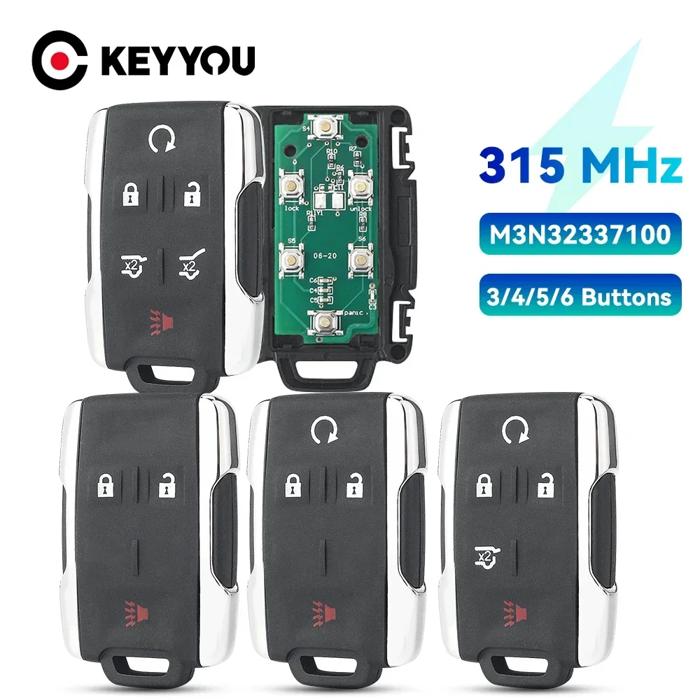 KEYYOU 3/4/5/6 Buttons Remote Control Car Key 315Mhz For Chevrolet 2014-2018 Silverado Colorado GMC FCCID M3N32337100