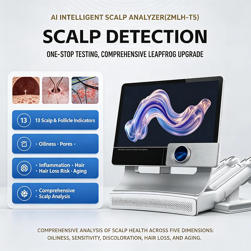 T5 AI Hair Follicle Analyzer 3 Spectral Detection White Light UV Negative Polarized Light Support Scalp Condition Evaluation