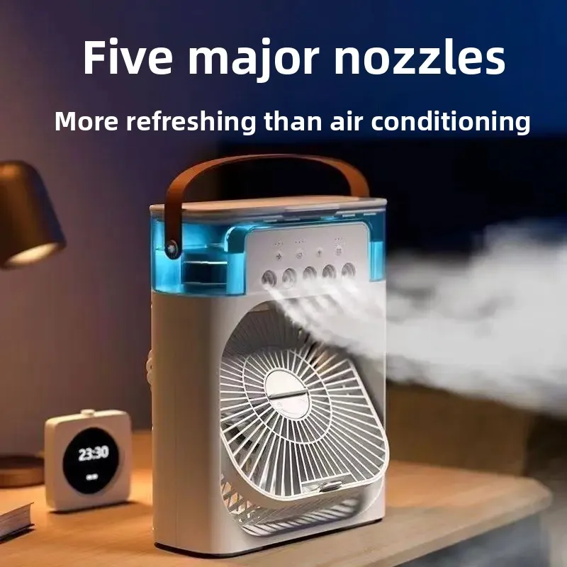 Portable USB Mini Air Conditioner Fan, Desktop Evaporative Cooler Humidifier