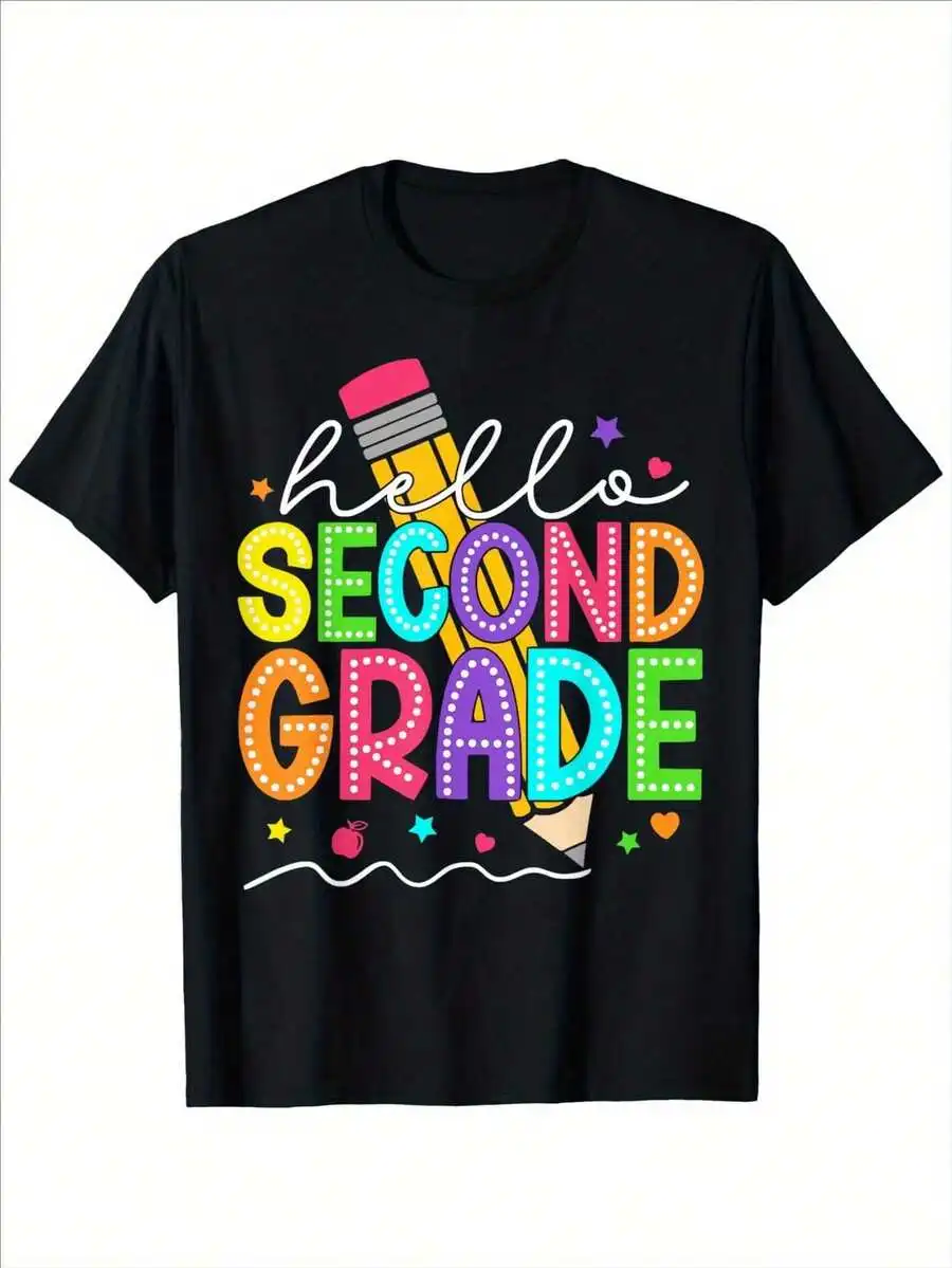 [Cotton Hello Tee] 100% Cotton Hello Second Grade Kids T-Shirt | Casual Crew Neck Tee For Boys & Girls - Comfortable Street Styl