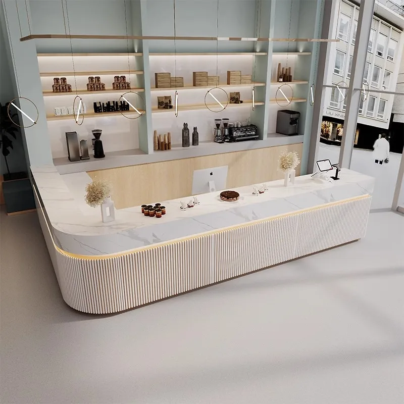 #Modern luxury minimalist wooden reception suitable for hotel shopping malls, retail store checkout and business use