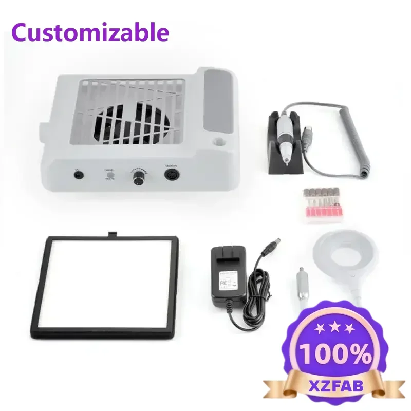 Factory Direct 2026 Chic Luxurious For 80w electric 30000rpm nail drill and dust collector  vaccum suction handpiece lamp