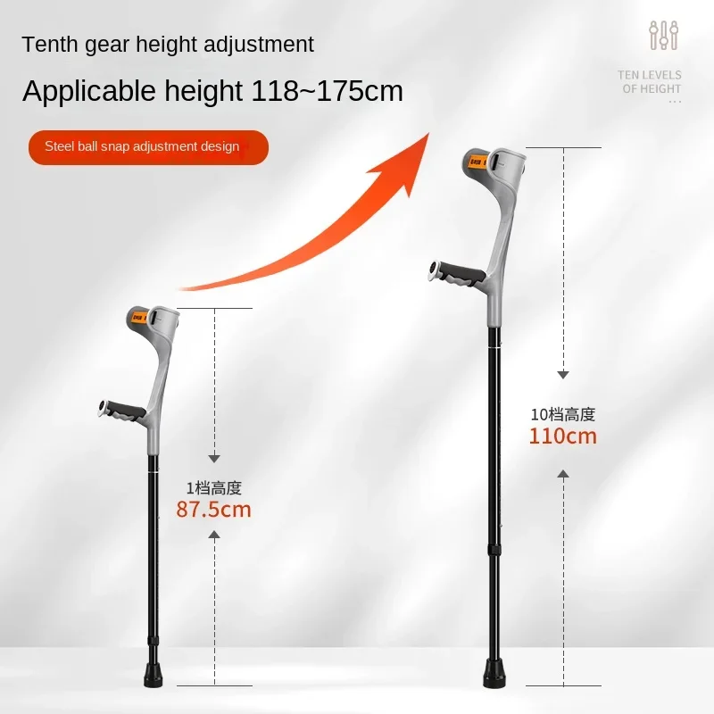 Forearm Crutches, Telescopic Portable Elbow Crutches, Non-slip Underarm Crutch, Fracture Recovery Walking Aids for Elderly