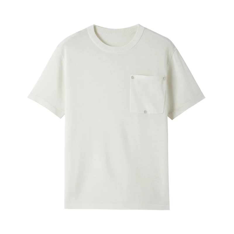 High-End Fabric Knitted T Shirt For Men Short Sleeve Linen Blends Summer New Quality Soft Comfortable Solid Camisetas De Hombre