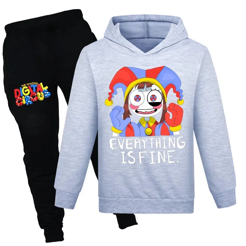 111 www السيرك الرقمي بومني الكرتون طباعة هوديي مجموعة الاطفال القماش مضحك البلوز للفتيات الفتيان Harajuku Kawaii الأطفال Clothi #5