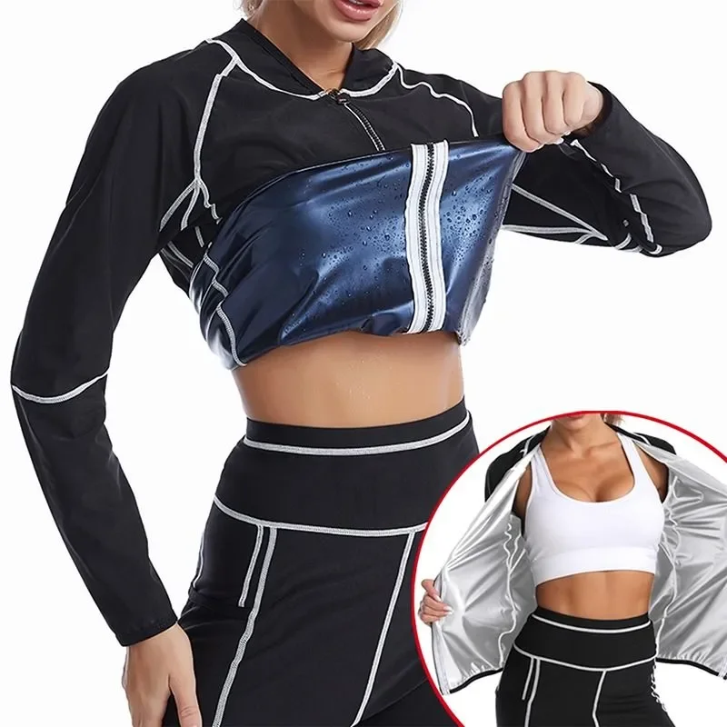 Women Gym Clothing Coat Pants for Sweating Weight Loss Sports Active Wear Slimming Tracksuit Fat Burning Leggings Shapewear
