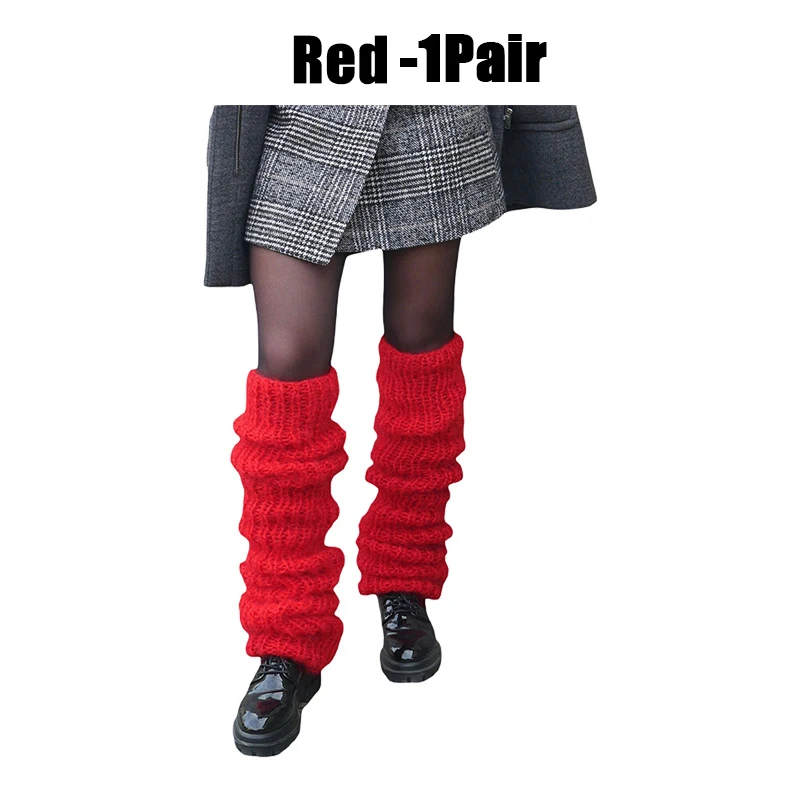 Y2K Beinwärmer 40cm Koreanische Lolita Mädchen Lange Socken für Stiefel Stapelbare Socken Fußwärmer Einfarbige Thermische Flauschige Strümpfe – Detail 7