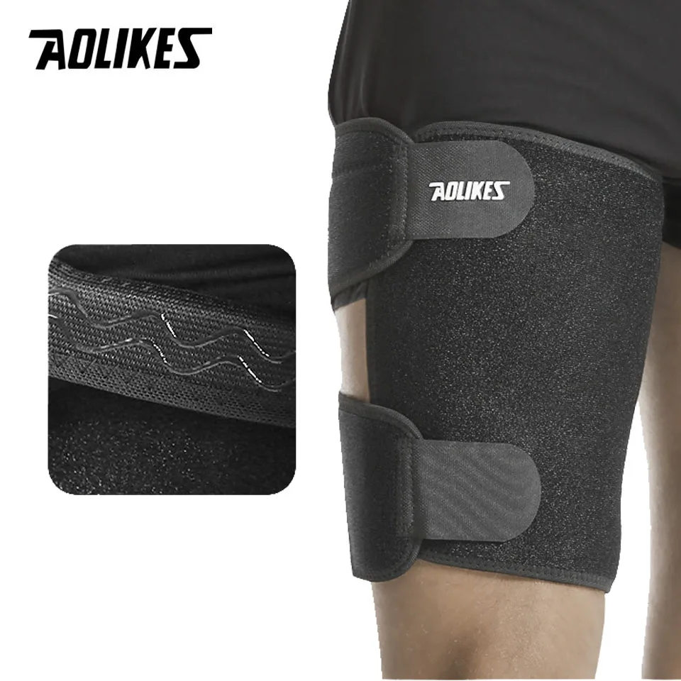 AOLIKES 1PCS Adjustable Compression Thigh Brace Knee Support Leg Sleeve Upper Leg Wrap for Women Men Muscle Pain Relief