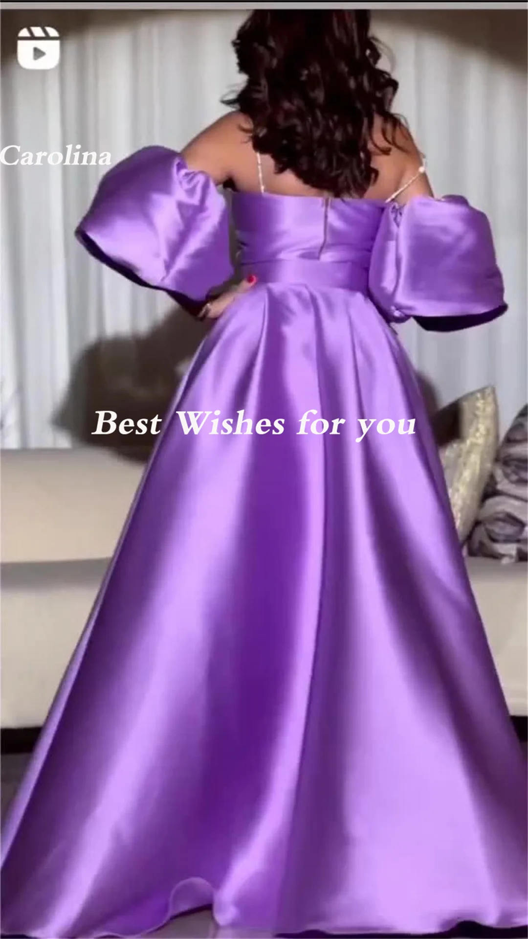 Carolina Purple Mermaid Puff Sleeves Prom Dresses Strapless Backless Pleated Evening Gowns Ankle Length Formal Party Dresses