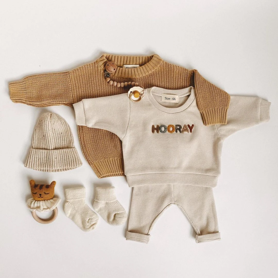 2024  Newborn Baby Suits Boys Girls Outfits Autumn Babies Clothes Little Boy Pullover +Trousers Kids Sets Baby Clothes