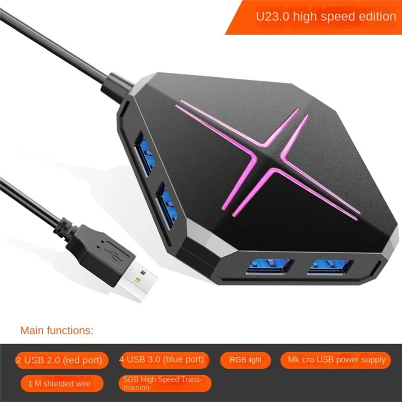 USB Hub 3.0 Splitter 1 Drag 6 High-Speed with Sound Card TF SD Card Multi-Function Conversion Expansion HUB