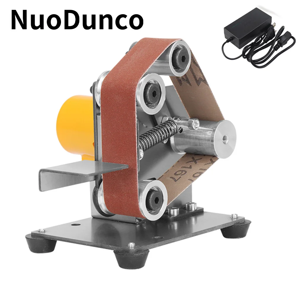 NuoDunco 110-220V Electric Belt Sander Mini Polisher Belt High Speed Grinder for Metal Rust Removal Iron Rod Blade Polishing