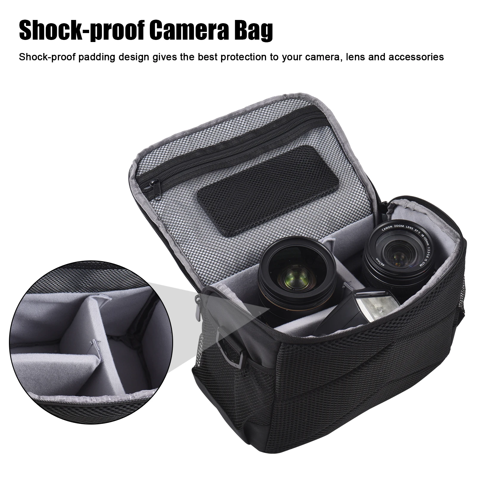 Camera Bag Travel Shoulder Bag Water-resistant Shock-proof for DSLR/SLR/Mirrorless Camera Case with Removable Dividers