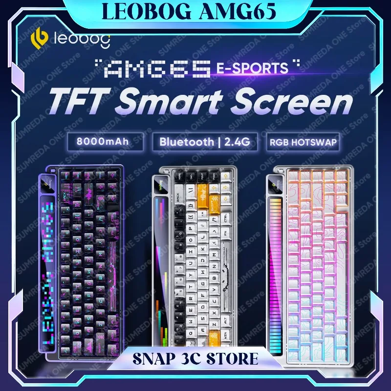 LEOBOG AMG65 Wireless Gaming Mechanical Keyboard 67keys Layouts Bluetooth 2.4G Wired RGB Hotswap Gamer Non-contact Keyboard