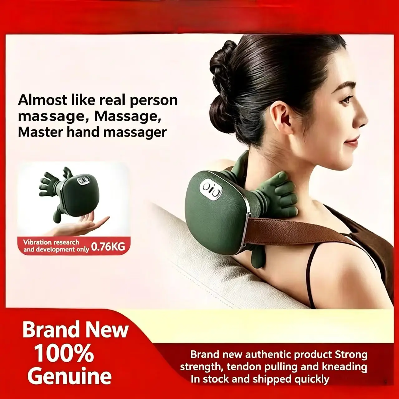 Deep Tissue Massage for Neck and Shoulder, Home Office Use Rechargeable, 3-Level Intensity Cervical Traction Device