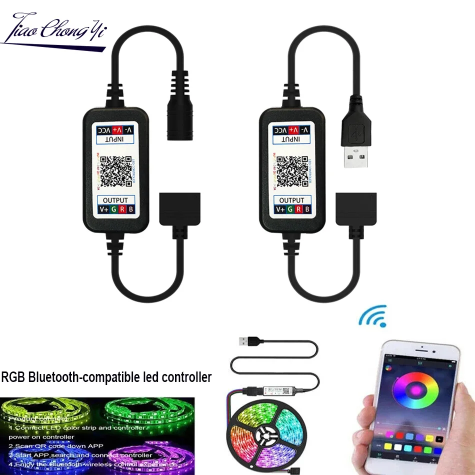 RGB Wireless Bluetooth-compatible LED RGB controller Dimmer for Control USB 5V DC 12V 24V Music 5050 Colorful Tape