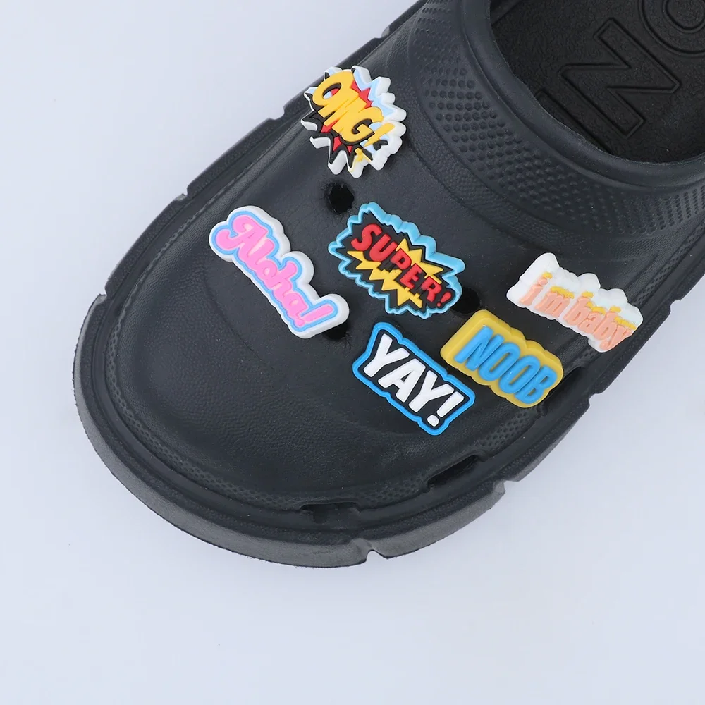 Shoe Decorations Cartoon 11 Types Optional Short Sentence 1 Piece Shoe Accessories Charms Colorful Word Ornament Childn Gift - Detail 1