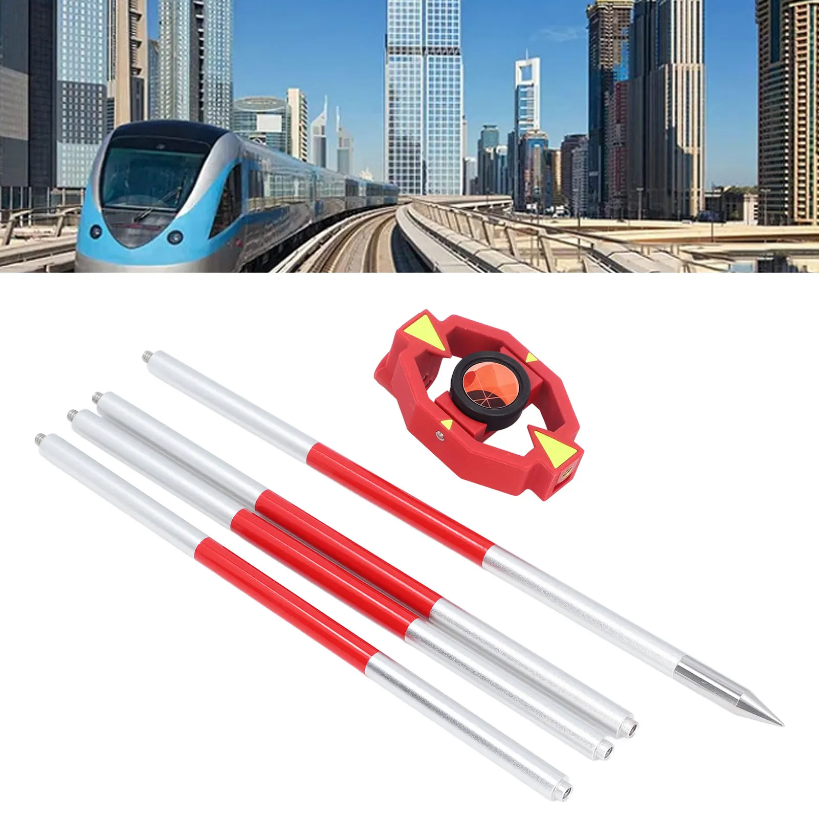 Mini prisma per indagine Stazione totale Mini prisma + guscio ABS costante da 87,5 mm Vetro ottico K9 alto con 4 poli per ferrovie