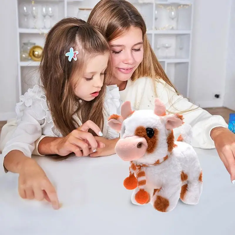 Animal de compagnie électronique en peluche de vache à piles, jouet de bétail avec sons, jouet coule d'apprentissage