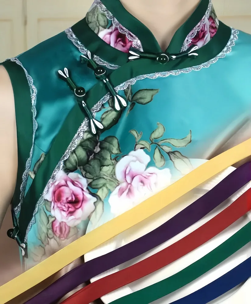 2,5 cm & 1,5 cm bügelfreies Satin-Schrägband, Cheongsam-Kantenbänder, vorgeschnittenes diagonales Stoffband zur Dekoration von Kleidungsstücken – Detail 10